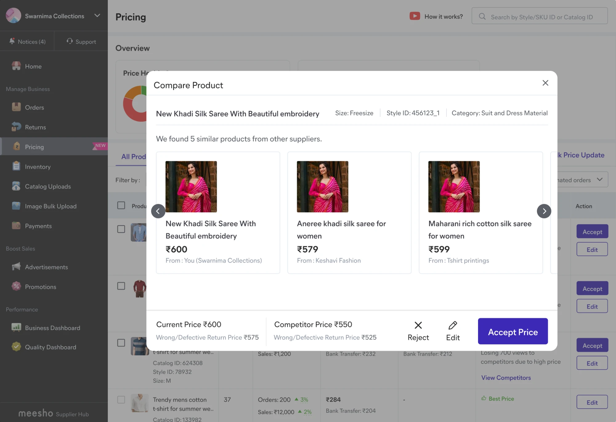 Competitor analysis, old design