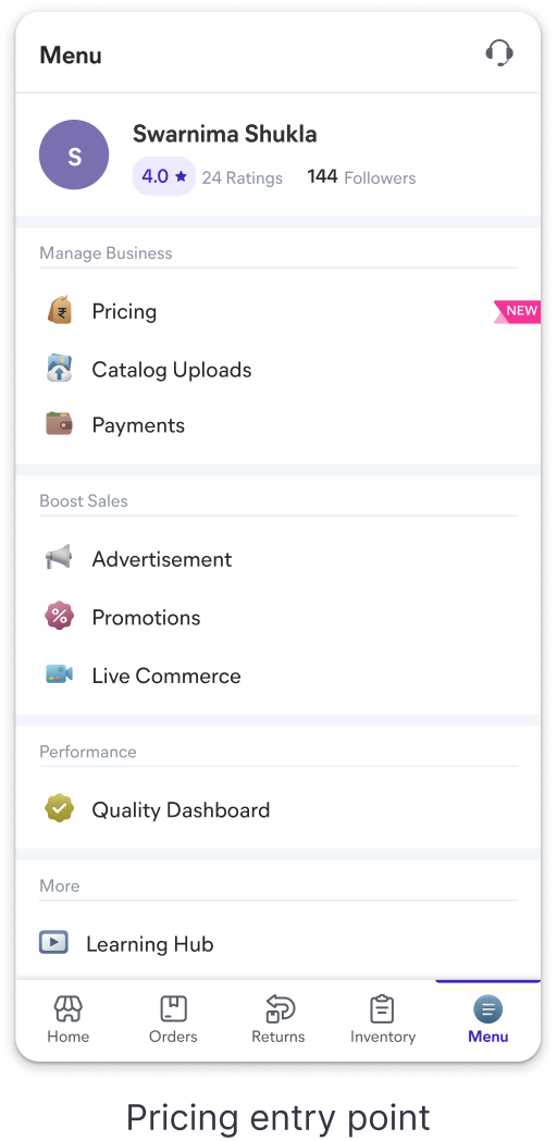 mWeb, pricing entry point